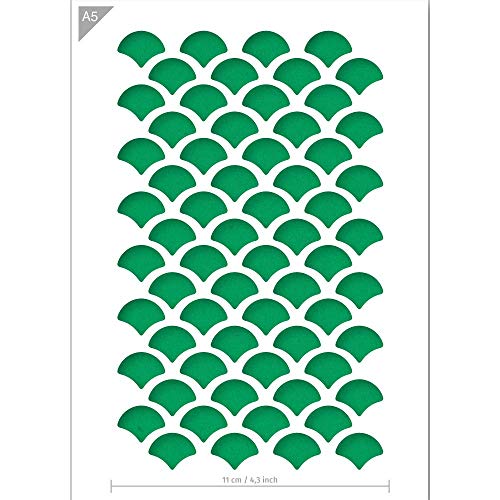 QBIX Plantilla de Escalas - Plantilla de Escalas para Peces - Plantilla de patrón - Tamaño A5 - Plantilla Reutilizable para niños, para Pintar, Hornear, Manualidades, Muebles, Pared