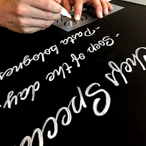 QBIX - Plantilla de letras decorativas – tamaño A4 – altura de las letras 2 – 3 cm – Reutilizable, ideal para niños, DIY