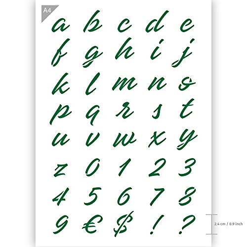 QBIX - Plantilla de letras decorativas – tamaño A4 – altura de las letras 2 – 3 cm – Reutilizable, ideal para niños, DIY