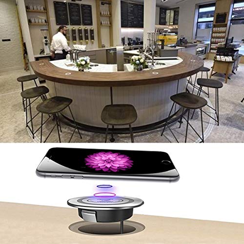 QI Carga inalámbrica rápida para el Orificio de la Superficie del Escritorio de los Muebles Carga integrada Dispositivos habilitados para Qi 60 mm de diámetro
