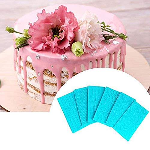 Qiajie - Juego de 6 moldes de plástico para glaseado con relieve para tartas, decoración de bordes de chocolate, textura de chocolate y glaseado