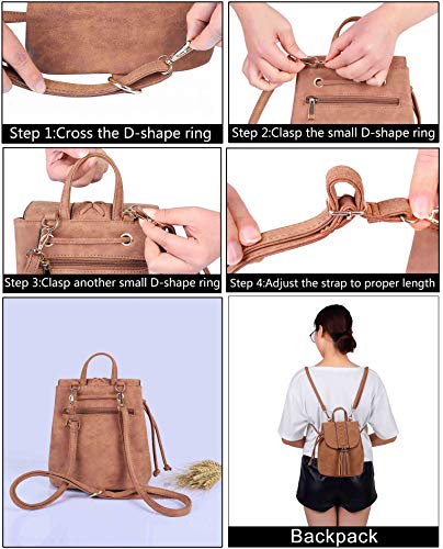 QIMEI-SHOP Mochila impermeable de borla étnica bohemia vintage para compras, citas, fiestas y vacaciones Pequeña Marrón
