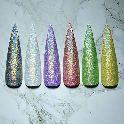 QIMEIYA 3 cajas polvos purpurina glitter nail art para decoracion uñas efecto unicornio cromo neón holo plata pigmento manicura
