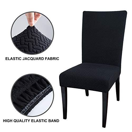 Qishare - Paquete de 4 Fundas para sillas de Comedor, Fundas para sillas de Comedor, Hotel, Ceremonia, Boda(Negro)