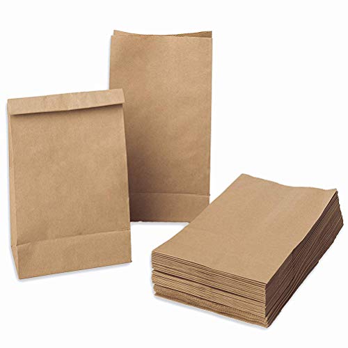 QLOUNI 100pcs Bolsas de Papel Kraft de Regalo para Envolver Pan Galletas, Té, Café,Aperitivos y Dulces de Panadería Ideal para Bolsas de Fiesta, Calendario de Adviento, Decoración de Pascua