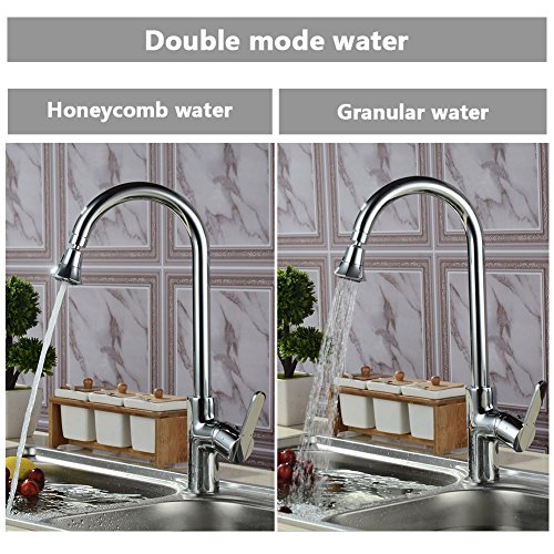 QLOUNI Ahorra Agua Aireador Desmontable para Grifos de Cocina - Exterior Macho de 24 mm y Rosca Interior Hembra de 22 mm Girar de 360 Grados con 2 Tipos de Tipos de Chorro