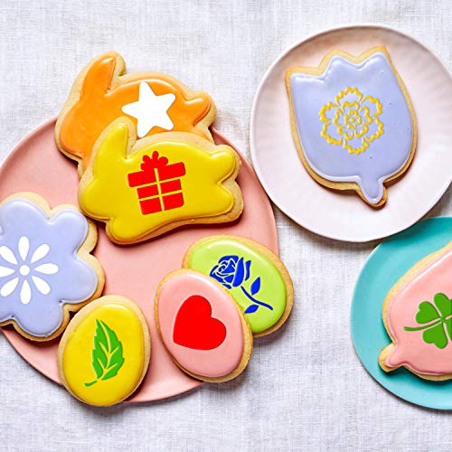 Qpout 36Pack Plantillas para Hornear Plantillas para Hornear Plantillas para Dibujar Plantillas para Pasteles Suministros para Diarios Herramientas de moldes para Pintura plástica Bricolaje Arte