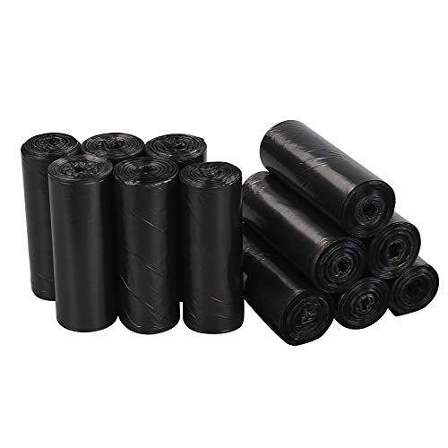 Qshape 300 Cuentas 40 Litros Sacos de Basura Bolsa Basura Negra para Cocina Baño Dormitorio, 12 Rollos