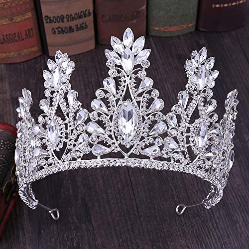 Queen 's Crown Tiara Princesa Crystal Accesorios para el cabello boda nupcial Accesorios para el cabello blanco