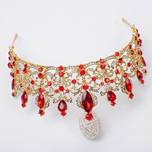 Queen 's Crown Tiara Princesa Crystal Accesorios para el cabello boda nupcial Accesorios para el cabello rojo