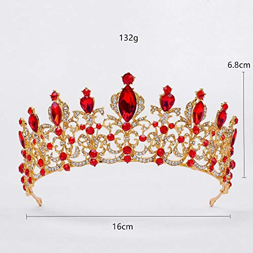 Queen 's Crown Tiara Princesa Crystal Accesorios para el cabello boda nupcial Accesorios para el cabello rojo
