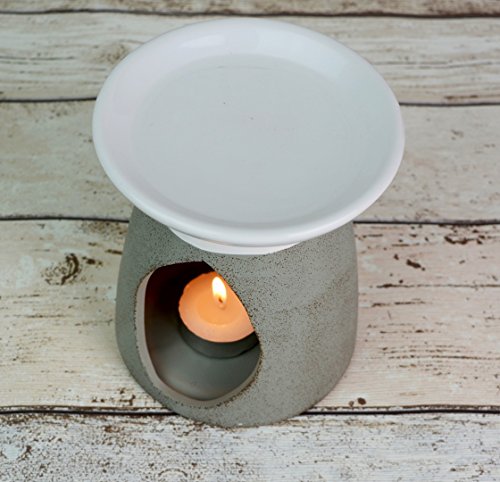 Quemador de aceite de cerámica grande gris de 13 cm de altura – con caja de regalo, cerámica, Gris, 13x11x11 cm
