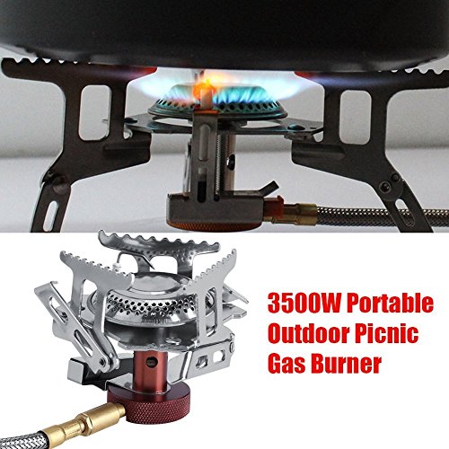 Quemador de Gas Camping 3500 W Quemador Portátil de Cocina al Aire Libre Picnic Quemador de Gas Plegable Mochila Camping Calentador de Metal