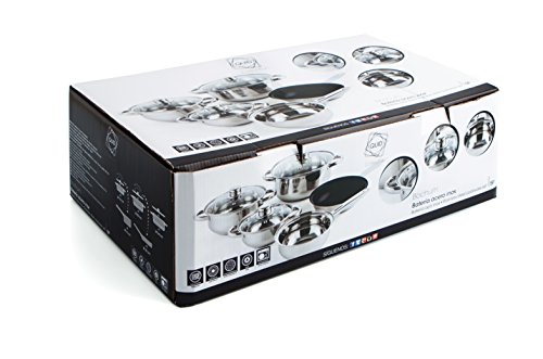 Quid Baterías de Cocina, Acero Inoxidable, Vidrio, 50 cm
