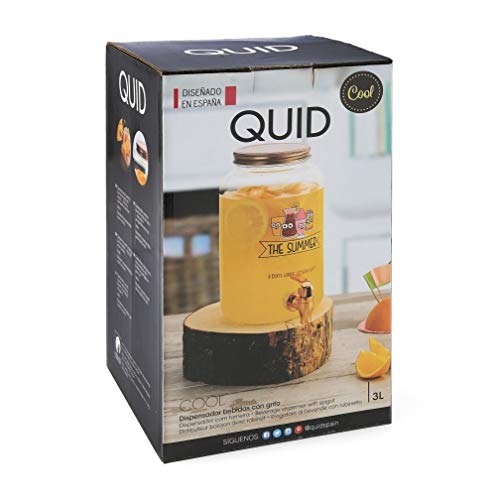 Quid Cool Dispensador de bebidas con grifo, Vidrio, Cobre, 3 Litros