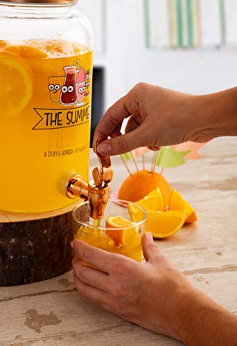 Quid Cool Dispensador de bebidas con grifo, Vidrio, Cobre, 3 Litros