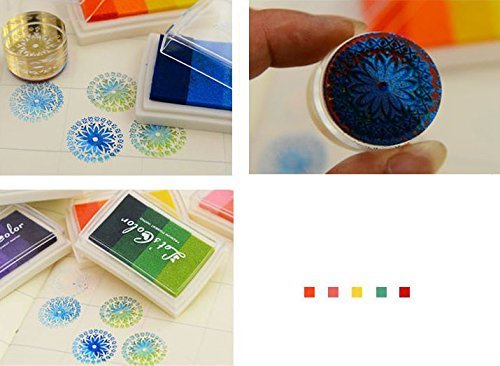 Rainbow Craft Dedo Almohadillas de tinta Sellos de flores 24 Colores de bricolaje para sello de goma Scrapbooking de bricolaje y decoración de tarjetas (6 almohadillas de tinta con 6 sellos)