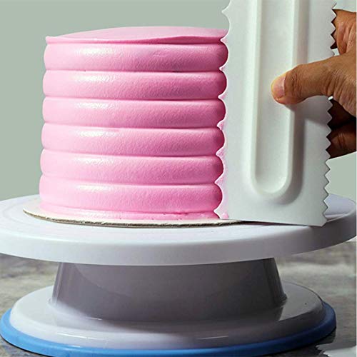 Raspador de pasteles Decoración de pasteles Peine Hielo Liso Fondant Espátulas Borde Crema suave Pastel Corta Cortador 8 Diseño Texturas Herramientas para hornear Paquete de 4