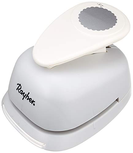 Rayher 8964300 Perforadora Papel, Agujero Redondo de Borde Ondulado, diametro 6.35 cm - 2.5 Pulgadas para Manualidades y Papel hasta 200g/m²
