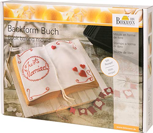 RBV Birkmann 214019 - Molde para Tartas con Superficie Antiadherente en Caja Regalo (Incluye Recetas), diseño de Libro