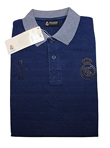 Real Madrid FC Polo Oficial Azul Marino/Gris (XL)