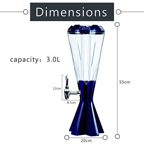REAWOW Dispensador de bebidas del dispensador de torre de cerveza con tubo de hielo y luces LED Etiqueta de barril para fiesta de cocina - 3 litros