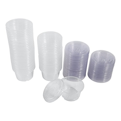 Recipientes Tazas de Salsa de Plástico con Tapas Desechables de Plástico Almacenamiento de Alimentos (4oz)