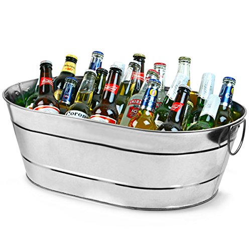 Recipiento de Acero Galvanizado Ovalado, para almacenar bebidas, rústico