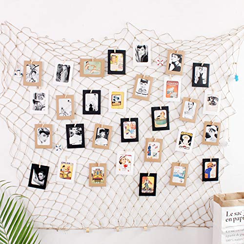 Red de Pesca Marco de la Foto Decorativos de Pared Estilo mediterráneo para el Hogar, Fiesta, Baby Shower, Decoración Fotográfica, 200 x 100 Metros (con Clips y Uñas)