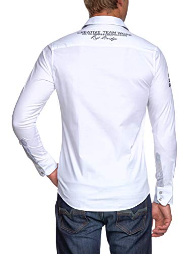 Redbridge R-2130 Camisa Regular Fit de Manga Larga para Hombre, Color Blanco, Talla S