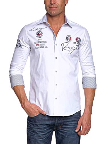 Redbridge R-2130 Camisa Regular Fit de Manga Larga para Hombre, Color Blanco, Talla S