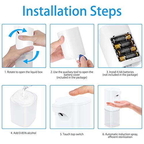 REEXBON Dispensador de Jabón Espuma Automático Sin Contacto, Dispensadores Jabón Cocina Baño Impermeable 350ML