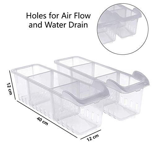 Refrigerador Cajón Organizador (2Pack) - Refrigerator Almacenamiento (40cmx12cmx12cm) - Heladera Organizadora para Guardar Vegetales Frutas, Transparente