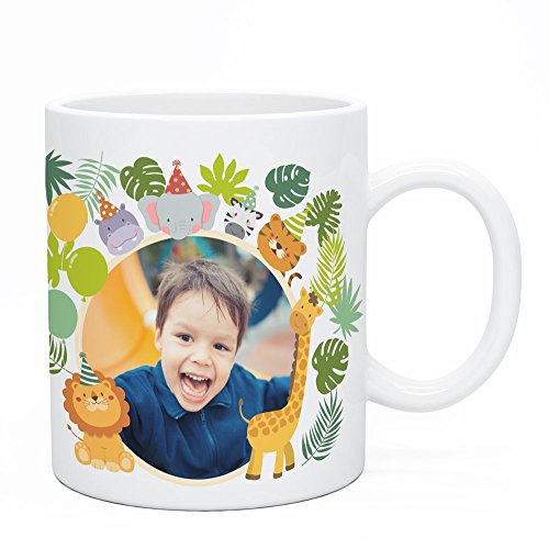 Regalo Original Taza de plástico Infantil de Fiesta de Animales Personalizada con tu Foto o Texto 33cl