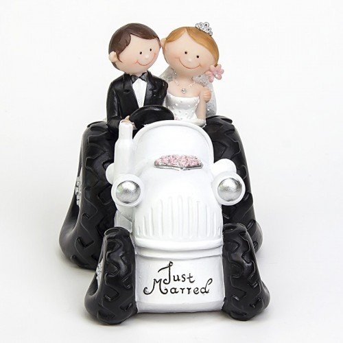 RegalosDeBodaOnline Figura Boda Novios Tractor GRABADA Figuras Personalizadas para Tarta