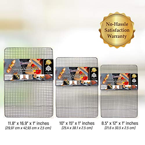 Rejilla Para Enfriar y Hornear de Acero Inoxidable, Parrilla Para Horno Para La Mayoría de Bandejas de Horno - Bandeja Para Galletas y Bizcochos, Utensilios de Repostería - 30 x 42,93 CM (2 PACK)