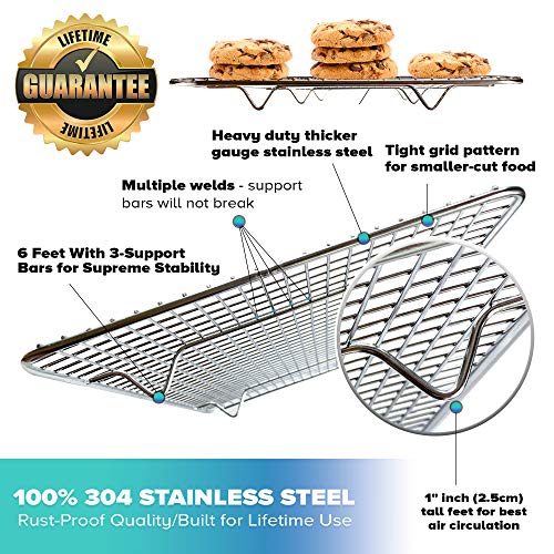 Rejilla Para Enfriar y Hornear de Acero Inoxidable, Parrilla Para Horno Para La Mayoría de Bandejas de Horno - Bandeja Para Galletas y Bizcochos, Utensilios de Repostería - 29,97 x 42,93 CM