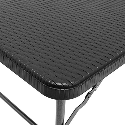 Relaxdays 10020057_429-Mesa Redonda Plegable para el jardín, Negro, 61.5 x 122