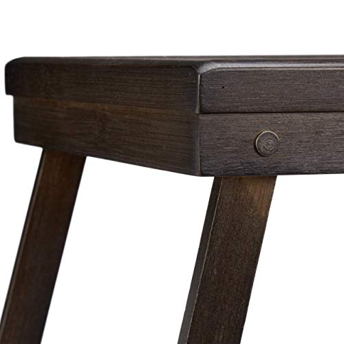 Relaxdays 10023235 Bandeja Cama con Patas Plegables, Madera, Marrón Oscuro, 22 x 64 x 31 cm