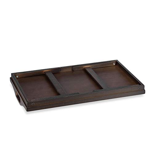 Relaxdays Bandeja Cama con Asas y Patas Plegables, Madera, Marrón Oscuro, 22 x 61,5 x 30 cm