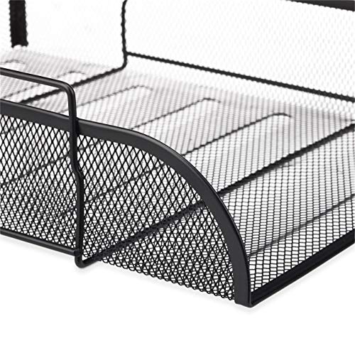 Relaxdays Bandeja para Documentos A4, Metal, Negro, 6.50 x 25.5 x 33 cm