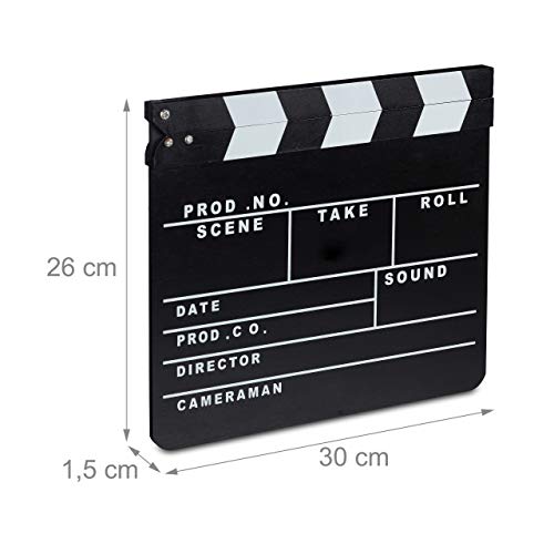 Relaxdays claqueta Cine para Escribir, Madera, Negro, 26 x 30 cm.