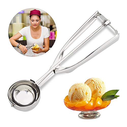 Relaxdays Cuchara Disparador para Bolas Grandes de Helado, Fruta y Masa de Galletas, Acero Inoxidable