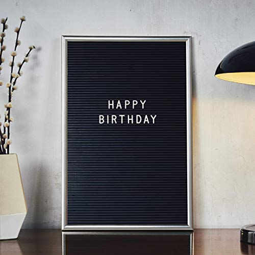 Relaxdays Letter Board con Marco de Madera, Pizarra 145 Letras, Números y Símbolos, 30x45, Plateado, PP, Plata, 44,5 x 29,5 x 1,8 cm