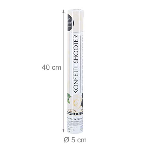 Relaxdays Pack de 10 Cañones de Confeti Pétalos de Rosa para Bodas y Aniversarios, hasta 8 m de Altura, Blanco, 40 cm