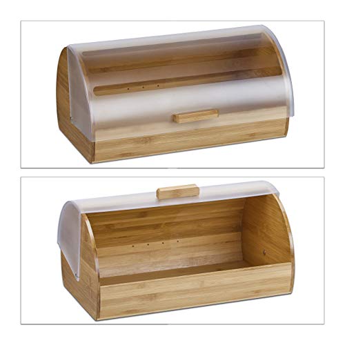 Relaxdays Panera con Tapa Corredera, Madera, Beige, 26x38x19 cm