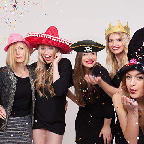 Relaxdays Sombrero Pirata, Gorro Capitán, Accesorio Disfraz Corsario, con Calavera, Poliéster, Talla Única, 1 Ud, Negro, Color, Medium (10020589)
