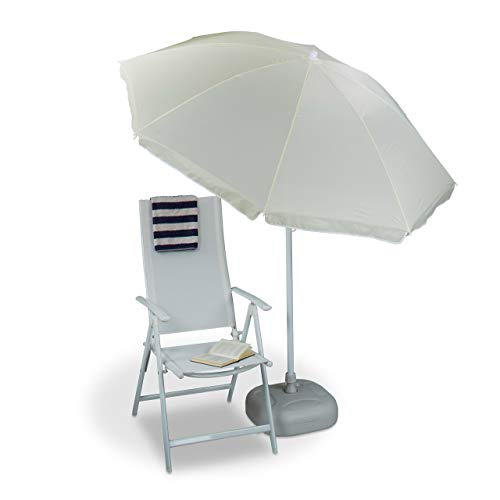 Relaxdays Sombrilla Jardín y Terraza Reclinable con 8 Varillas, Beige, 200 x 200 x 192 cm