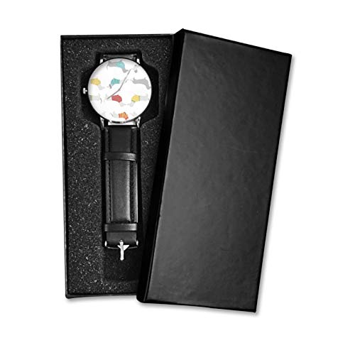 Reloj clásico, con correa de piel negra para perros salchichas