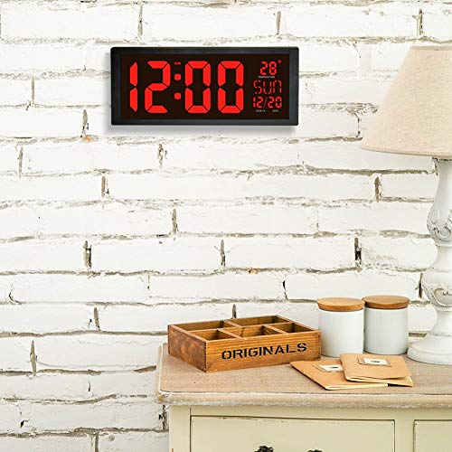 Reloj de pared LED de gran tamaño, con el termómetro digital inteligente Calendario de alarma del temporizador de cuenta atrás Hangable Mute for el hogar escuela de la oficina comercial Hospital El me